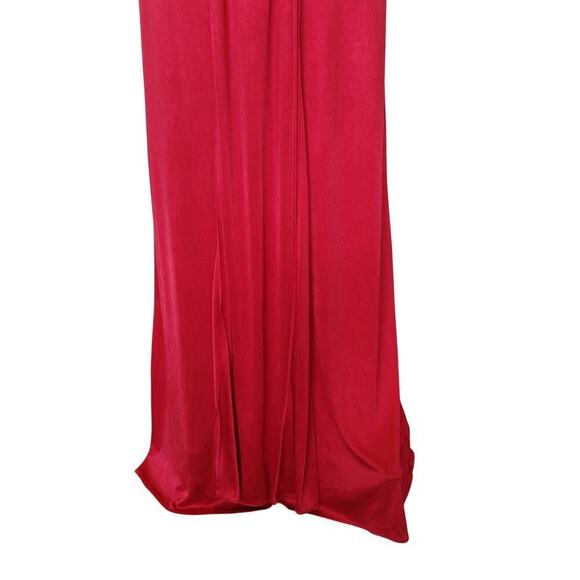 Vintage Y2K Prom Dress Maxi Gown Red Satin Size S M New Rosette One Shoulder - Picture 5 of 9
